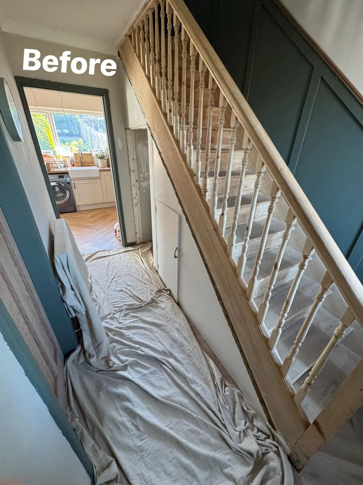 Before — bare staircase ready for transformation